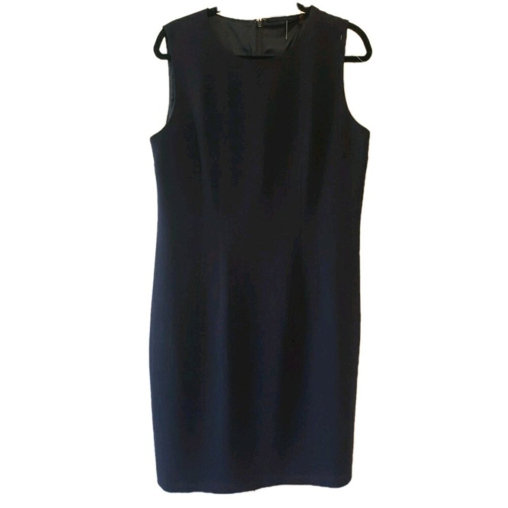 Elie Tahari Dress Navy Sheath Capsule Sz 14 Knee Length  Workwear Sleeveless